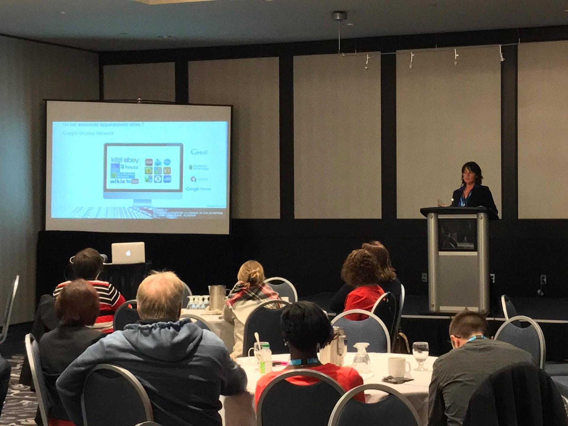 Karine Kugler presenting on Google Display Network at the Alberta Entrepreneur Conference in Edmonton